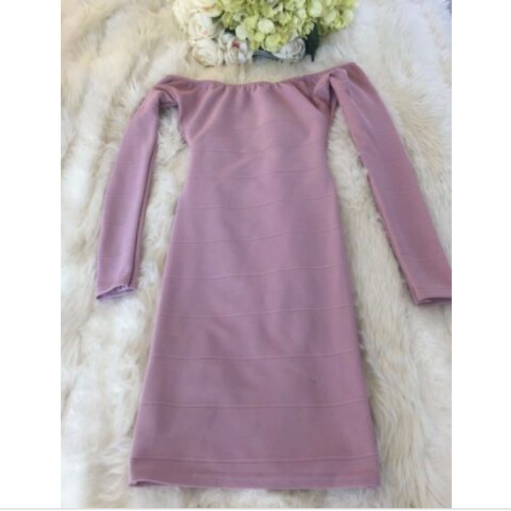 NEW! MISSGUIDED Long Sleeved Ribbed Dress Mauve S